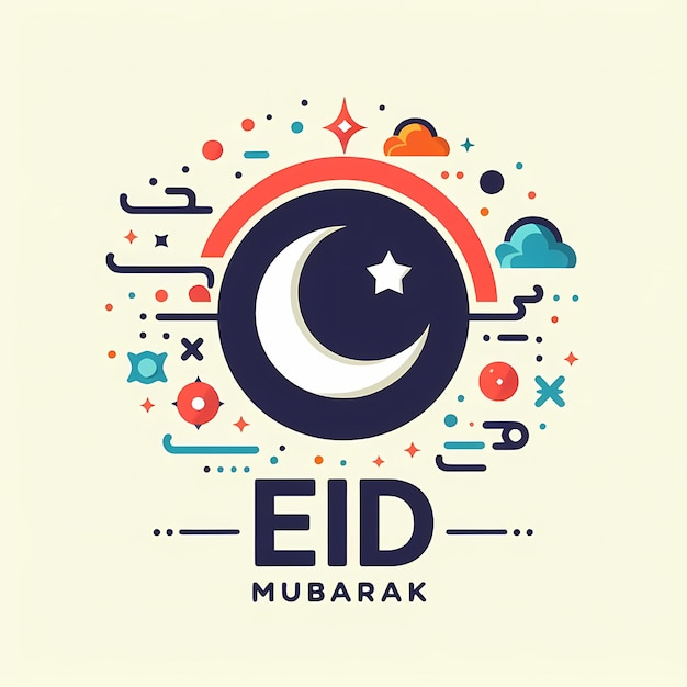 Photo eid mubarak modernized simple logo amp text bright colors celebrate