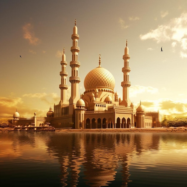 Eid Mubarak Mosque Majesty Eid UlAdha Background Image