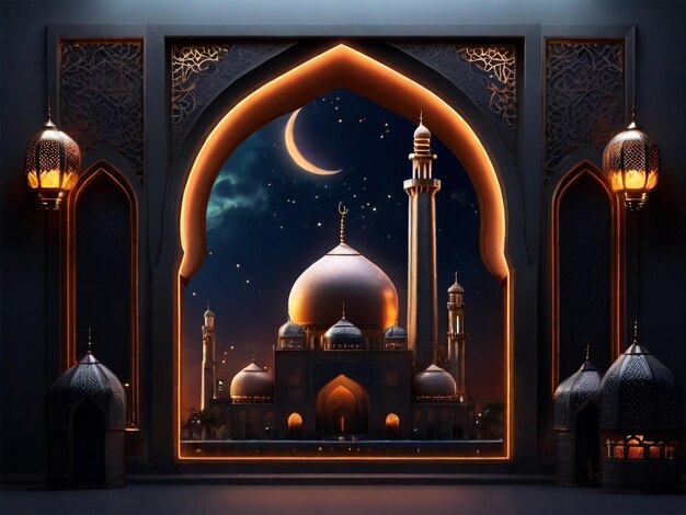 Eid Mubarak mosque window background