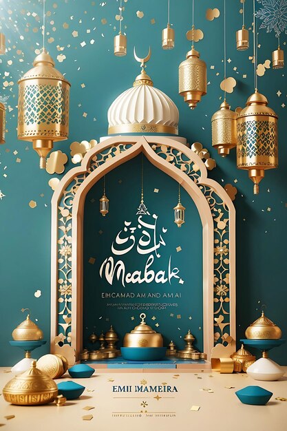 Eid mubarak muslim holiday card