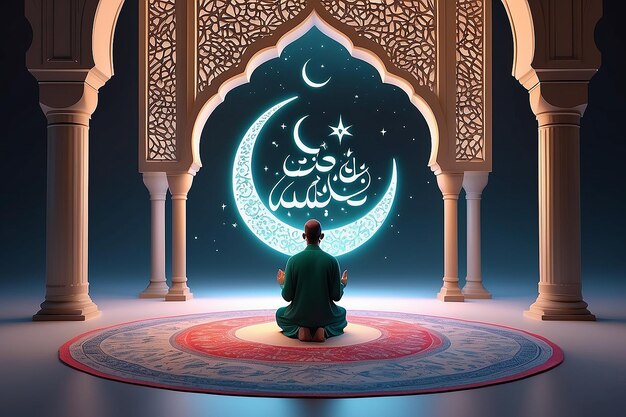 eid mubarak muslim a man praying namaz islamic prayer background template