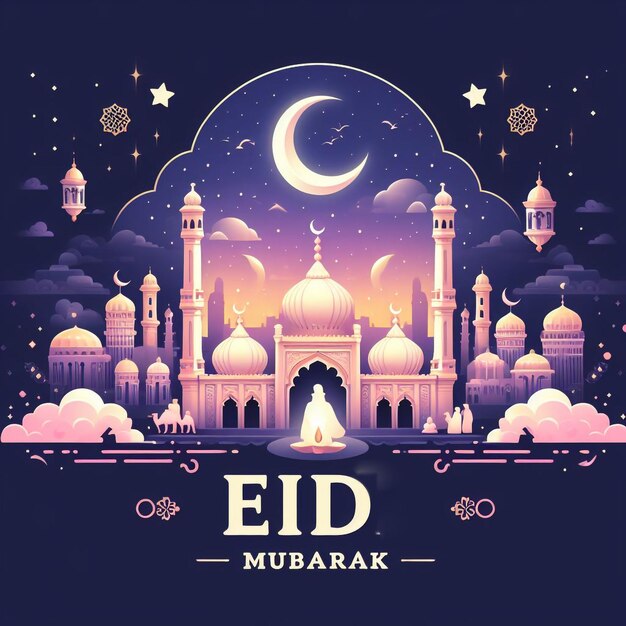 Eid Mubarak ontwerp sjabloon en illustratie