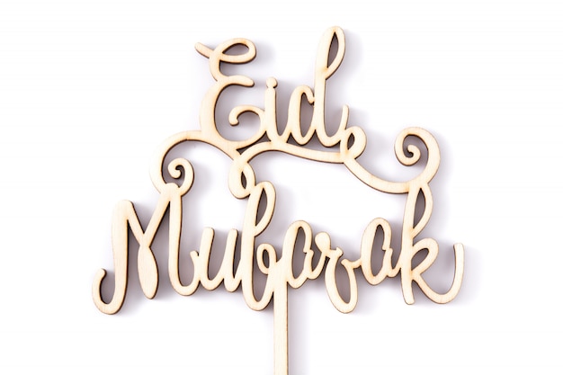Eid Mubarak op wit wordt geïsoleerd dat