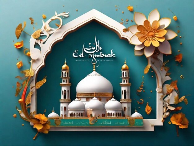 Eid Mubarak paper cut illustration