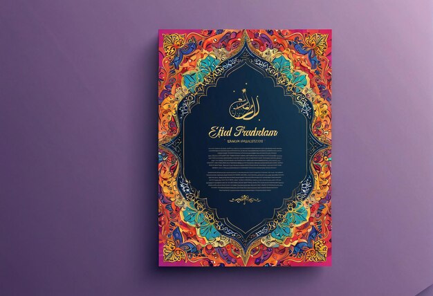 Eid Mubarak a poster with a floral pattern