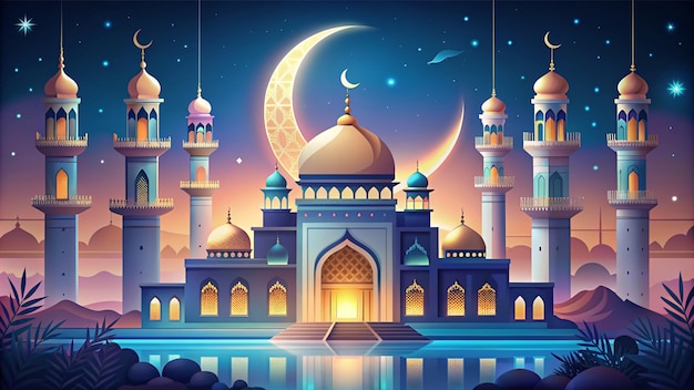 Eid Mubarak premium illustratie met luxe ontwerp