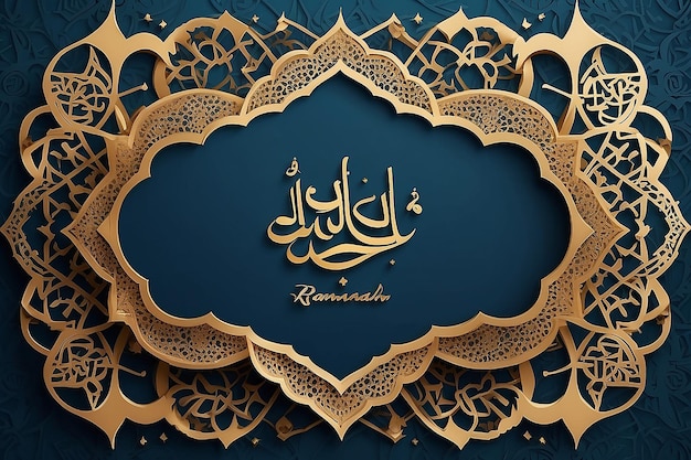 Eid Mubarak Ramadan Kareem Achtergrond met islamitisch Arabisch Ornament Patroon Frame