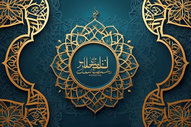 Eid Mubarak Ramadan Kareem Achtergrond met islamitisch Arabisch Ornament Patroon Frame