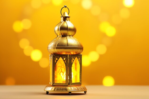 Eid mubarak and ramadan kareem greetings with islamic lantern and mosque eid al fitr background