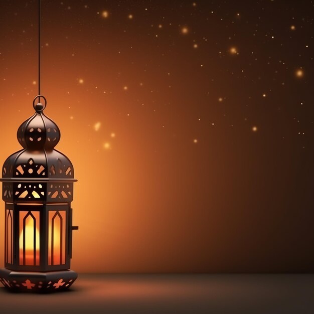 Eid mubarak and ramadan kareem greetings with islamic lantern and mosque eid al fitr background