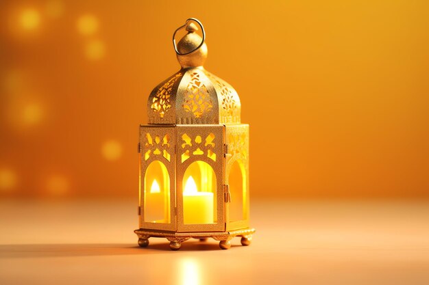 Eid mubarak and ramadan kareem greetings with islamic lantern and mosque eid al fitr background