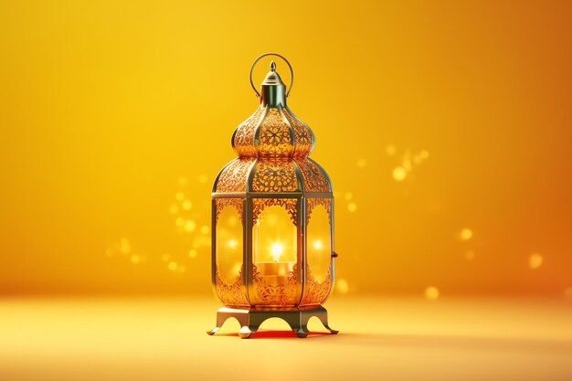 Eid mubarak and ramadan kareem greetings with islamic lantern and mosque eid al fitr background