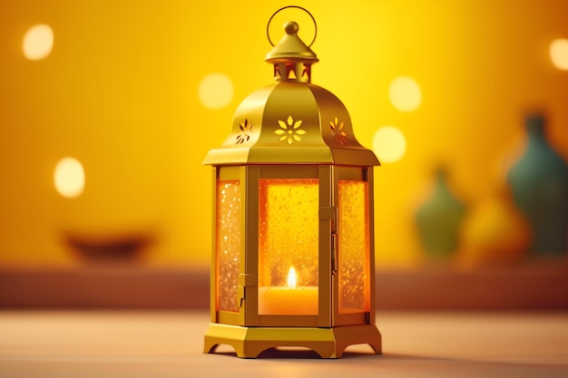 Eid mubarak and ramadan kareem greetings with islamic lantern and mosque eid al fitr background