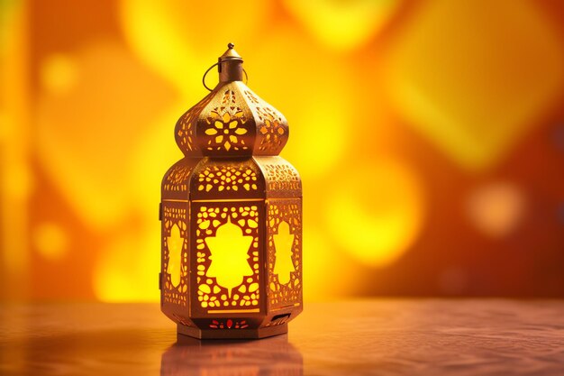 Eid mubarak and ramadan kareem greetings with islamic lantern and mosque eid al fitr background