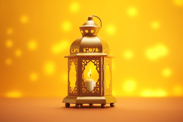 Eid mubarak and ramadan kareem greetings with islamic lantern and mosque eid al fitr background