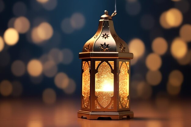 Eid mubarak and ramadan kareem greetings with islamic lantern and mosque Eid al fitr background