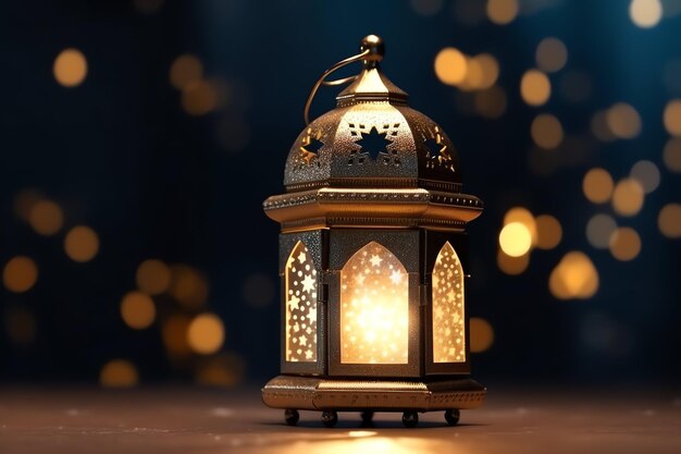 Eid mubarak and ramadan kareem greetings with islamic lantern and mosque Eid al fitr background