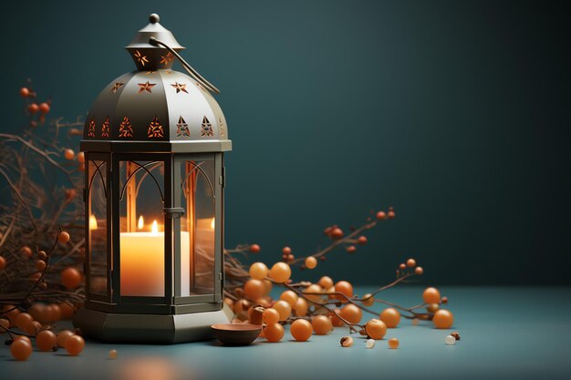 Eid mubarak and ramadan kareem greetings with islamic lantern and mosque Eid al fitr background