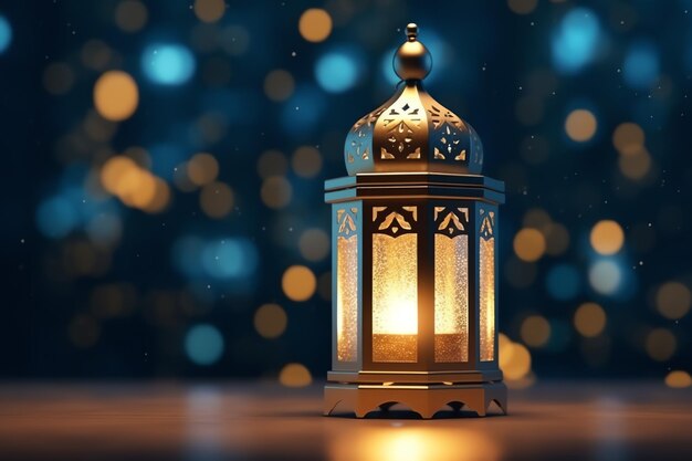 Eid mubarak and ramadan kareem greetings with islamic lantern and mosque Eid al fitr background