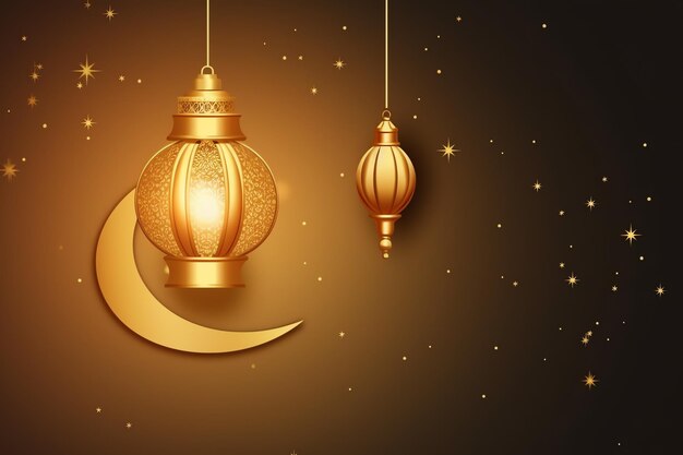 Eid mubarak and ramadan kareem greetings with islamic lantern and mosque eid al fitr background