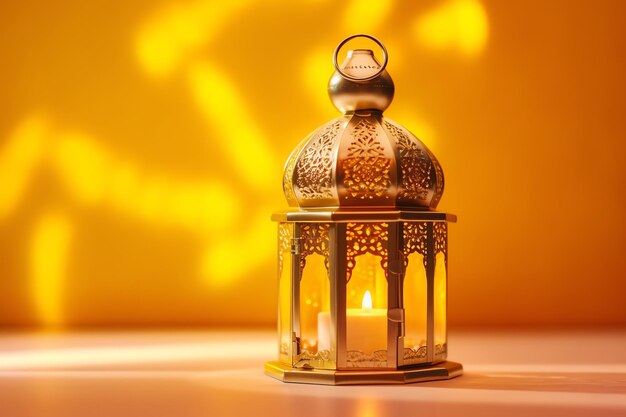 Eid mubarak and ramadan kareem greetings with islamic lantern and mosque eid al fitr background