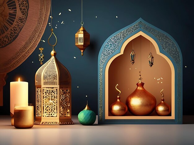 Eid Mubarak Ramadan kareem traditional islamic celebration background