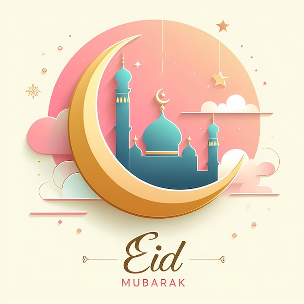 Eid Mubarak Reimagined Minimalist Design Tekstversterker Kleur Fusion