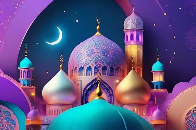 Eid mubarak religious festival beautiful ramadan greeting background