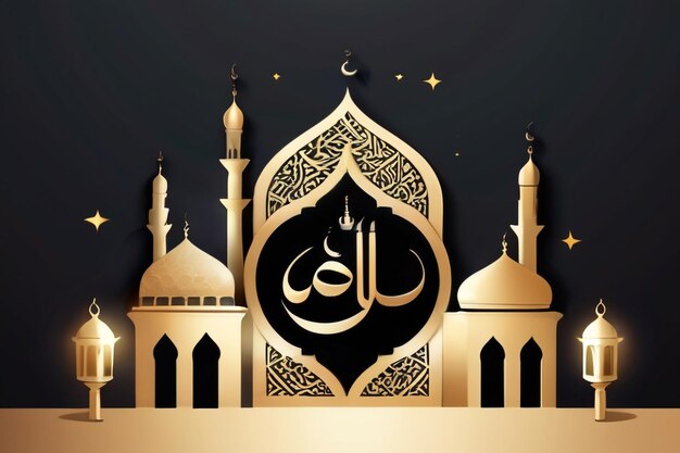 Eid mubarak social media stories with the Arabic calligraphy means Happy eid