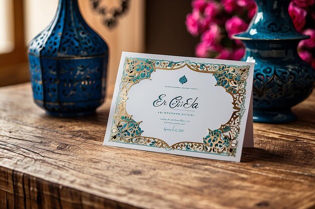 Eid MUBARAK TEXT DESIGN EID FESTIVAL OPATION INVITATION CARD (Invitatiekaart voor het feest van Eid Mubarak)