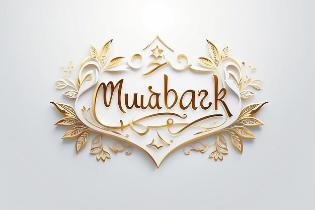 EID MUBARAK TEXXT IN EMPTY gray white background