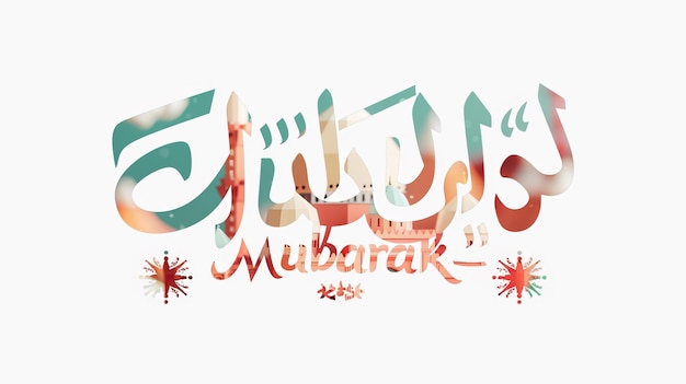 Eid Mubarak typografie 24 eenvoudige lowpoly schattige 3D van Eid al Adha Mubarak achtergrond