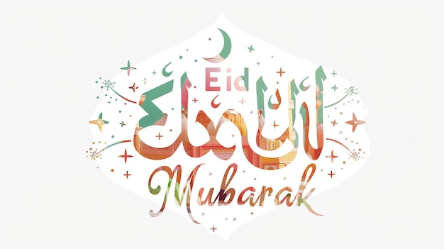 Eid Mubarak typografie 29 eenvoudige lowpoly schattige 3D van Eid al Adha Mubarak achtergrond