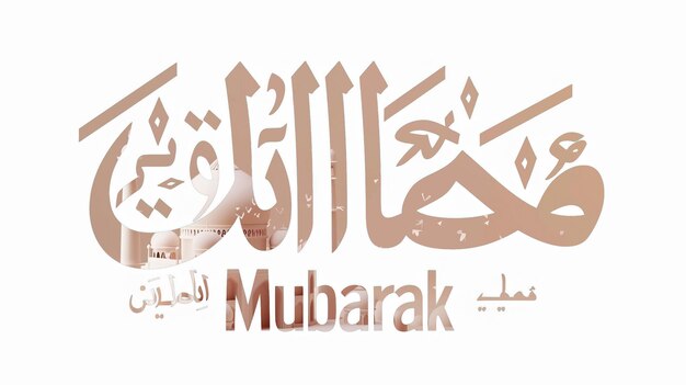 Eid Mubarak typografie 42 eenvoudige lowpoly schattige 3D van Eid al Adha Mubarak achtergrond