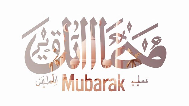 Eid Mubarak typografie 42 eenvoudige lowpoly schattige 3D van Eid al Adha Mubarak achtergrond