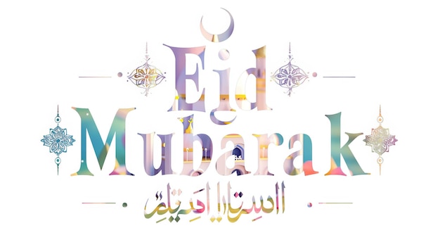 Eid Mubarak typografie 9 eenvoudige lowpoly schattige 3D van Eid al Adha Mubarak achtergrond