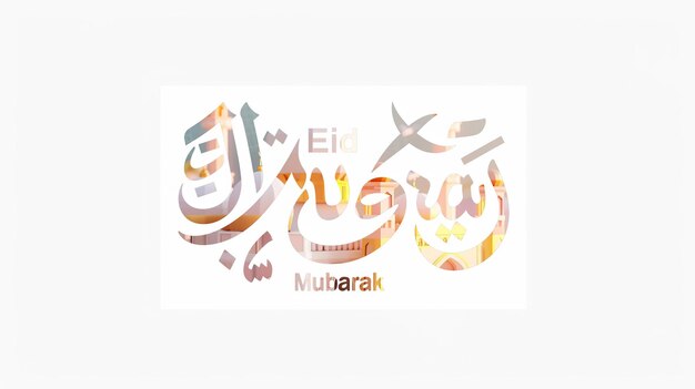 Foto eid mubarak tipografia 25 semplice lowpoly carino 3d di eid al adha mubarak sfondo