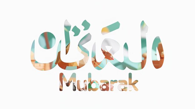 Foto eid mubarak tipografia 52 semplice lowpoly carino 3d di eid al adha mubarak sfondo