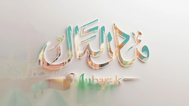 Photo eid mubarak typography 6 simple lowpoly cute 3d of eid al adha mubarak background