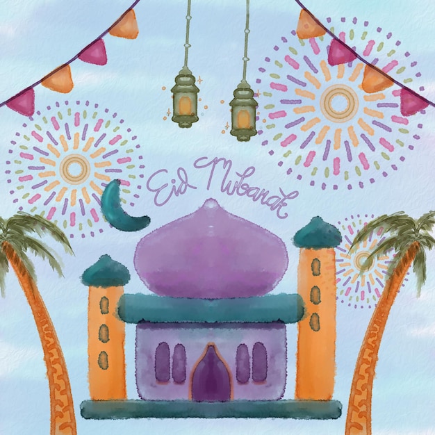 Eid Mubarak waterverfkunst