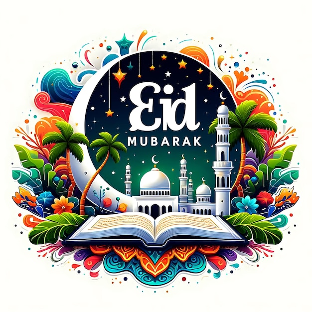 Eid mubarok islamic background template AI