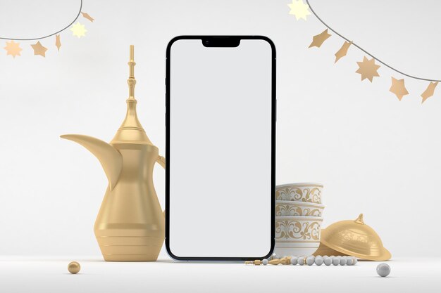 白い背景の Eid Phone 13 フロント サイド