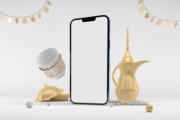 Eid Phone 13 ホワイト バック グラウンドで右側