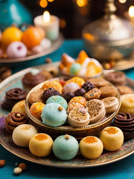 Photo eid sweets and treats display