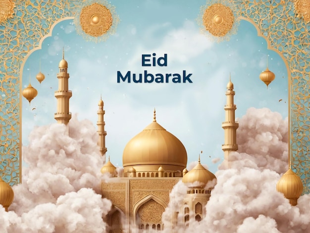 Foto celebrazione dell'eid ul adha con sfondo decorativo islamico