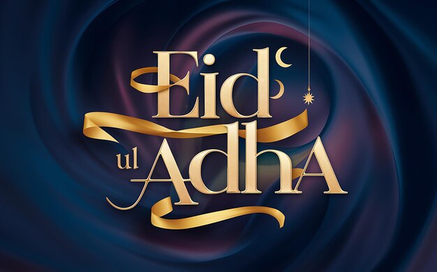 Photo eid ul adha golden typography on dark background