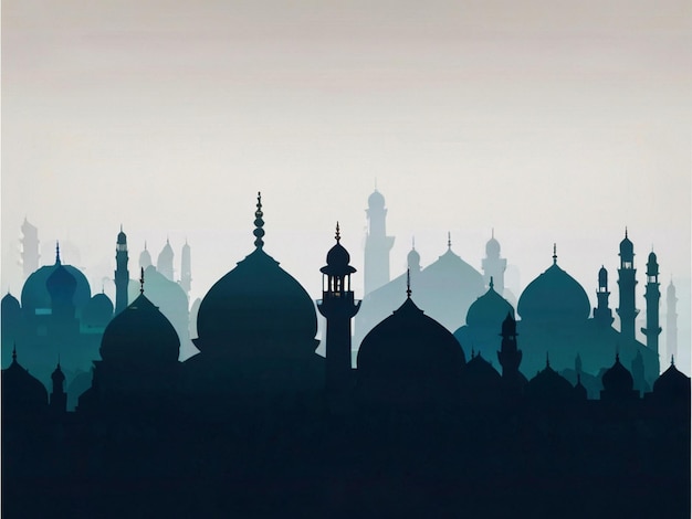 Eid Ul Adha イスラム背景のモスクのシルエット AIによって作成されました