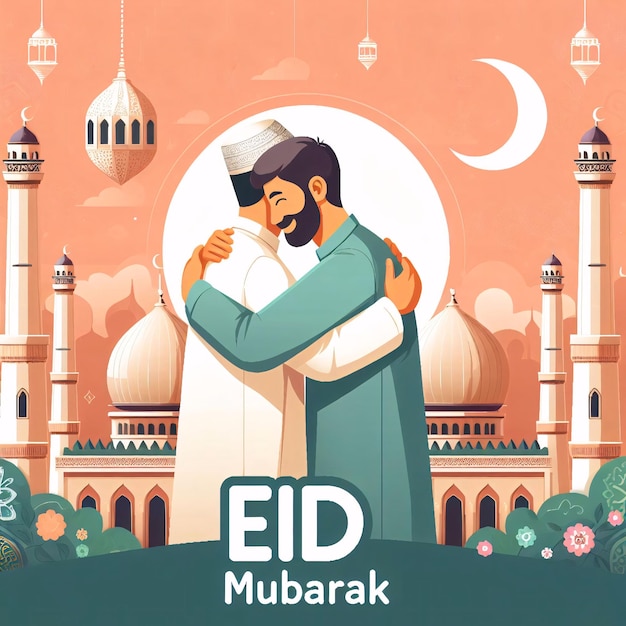 Foto i desideri dell'eid per abbracciare un uomo musulmano