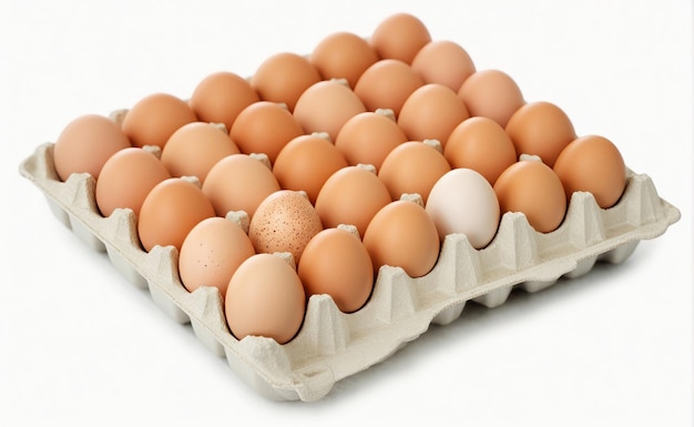 Foto eierdoos op een witte achtergrond