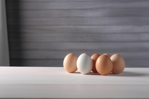 Eieren op houten tafel genereer ai